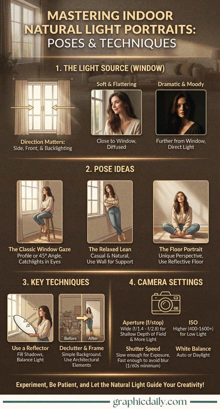 Portrait Photography Poses for Natural Light Indoors