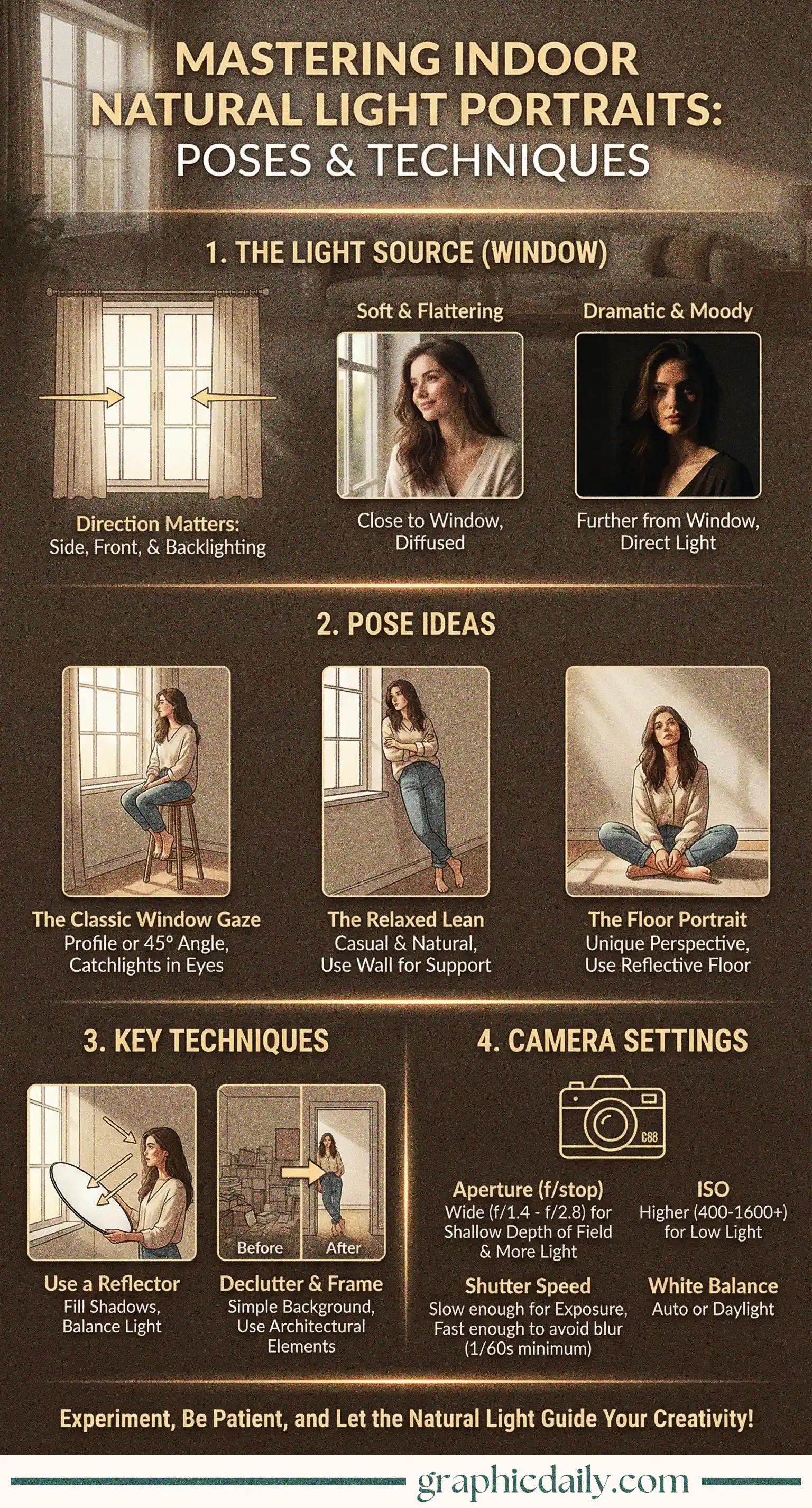Master indoor portrait photography using window light and simple poses