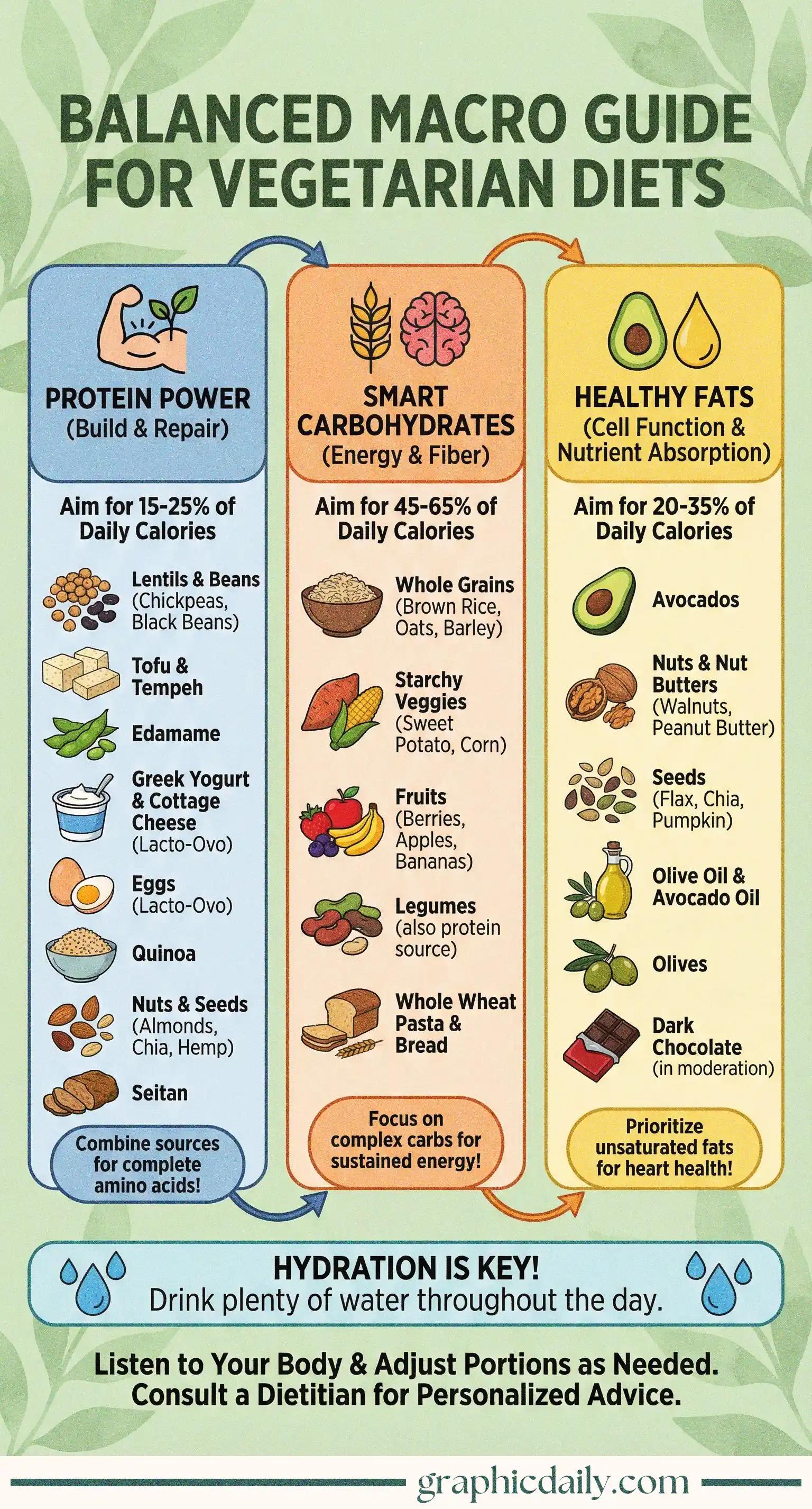 Visual breakdown of essential macros for thriving vegetarian lifestyles