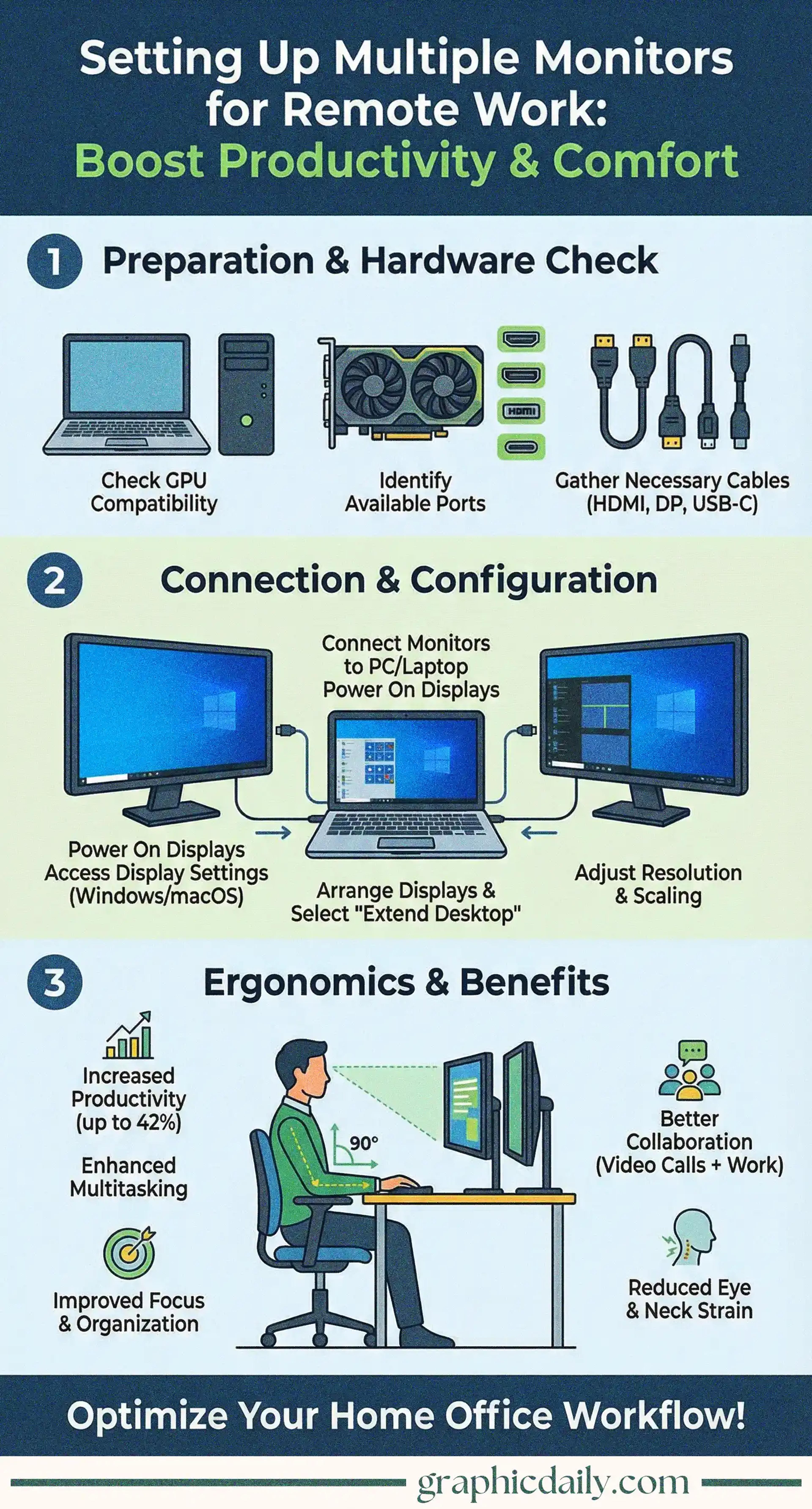 Visual breakdown of optimizing your workspace with multiple displays