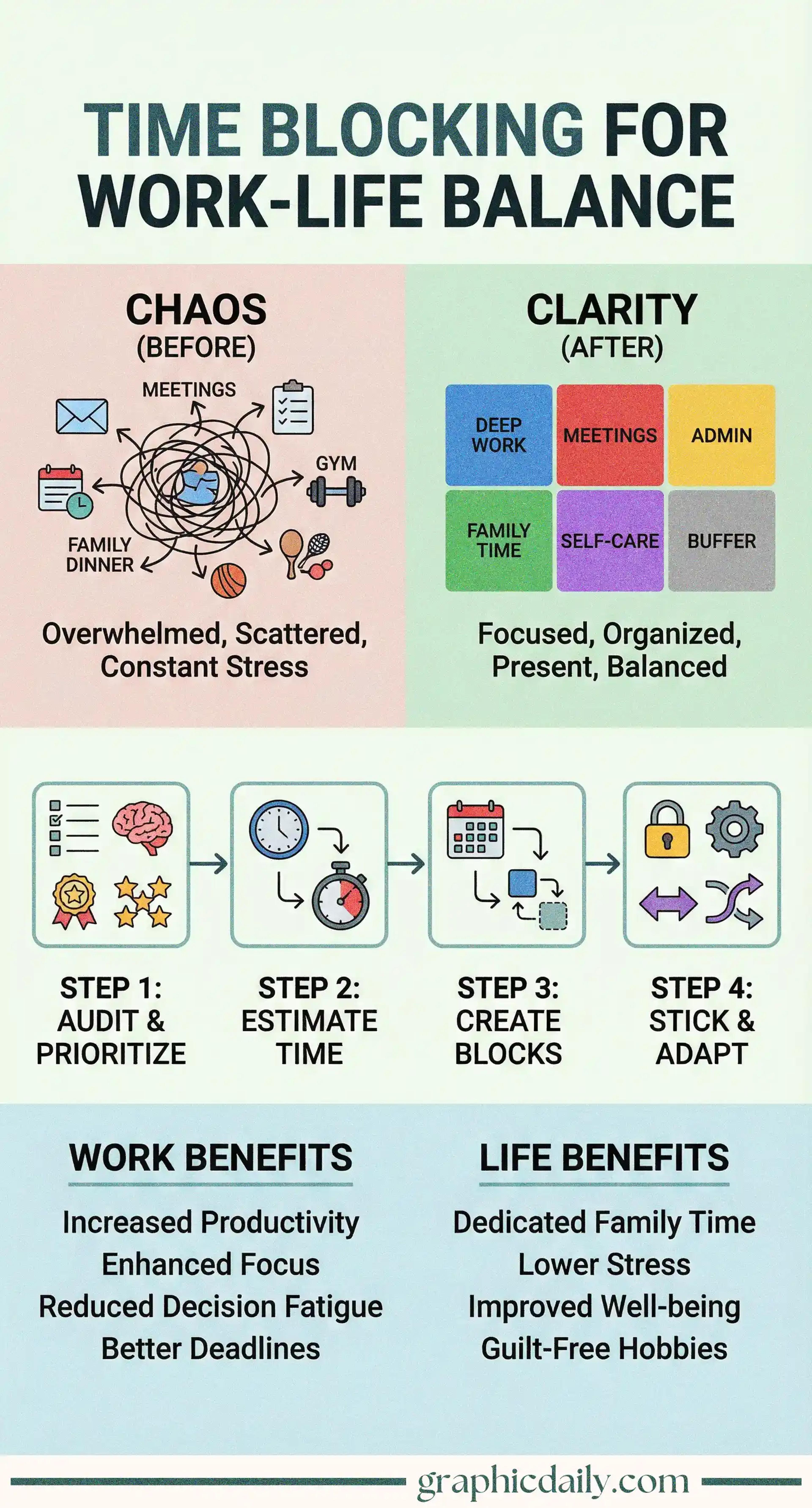 Discover how time blocking transforms chaotic schedules into balanced productivity