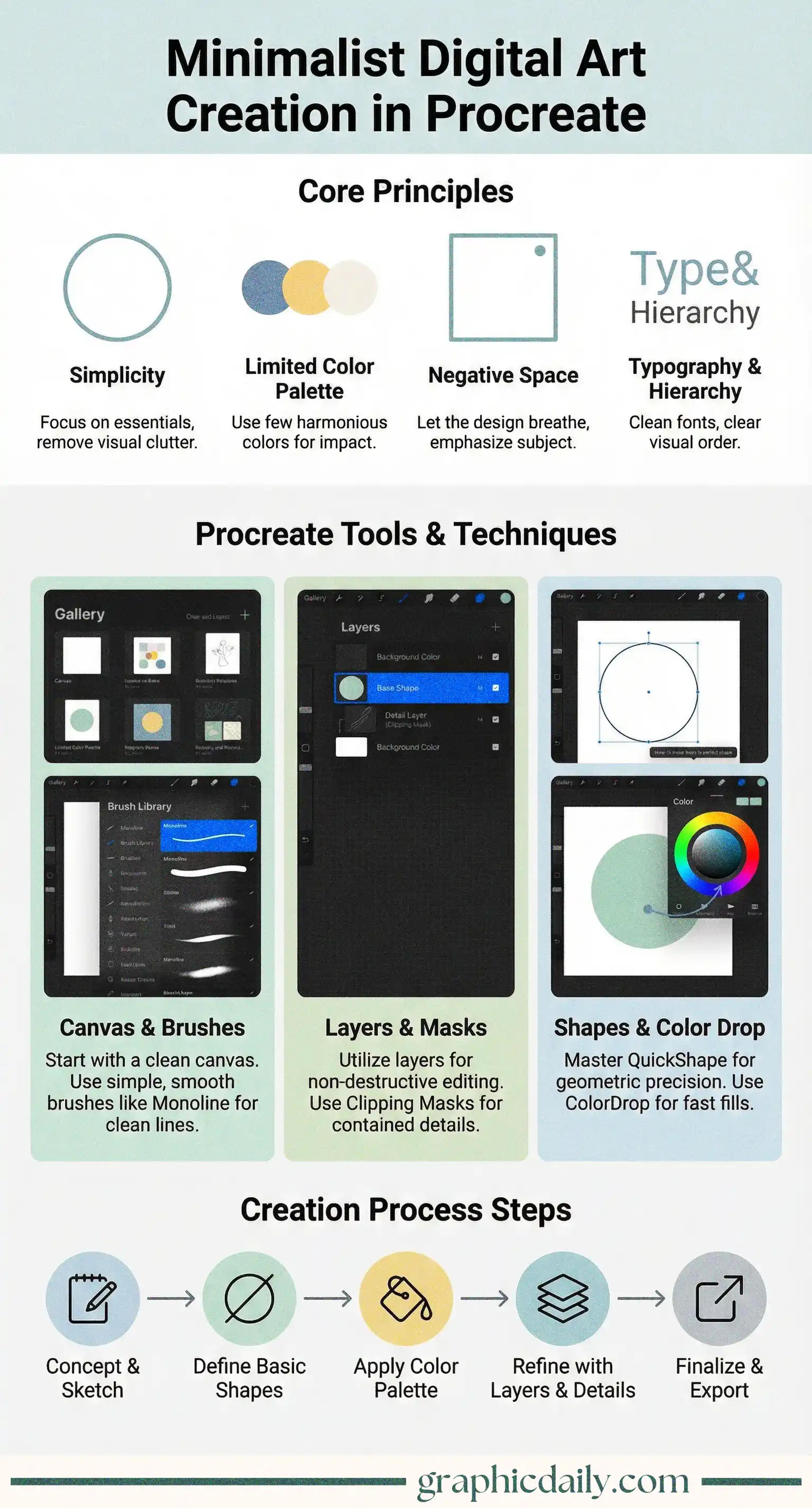 Creating stunning minimalist art in Procreate with simple tools