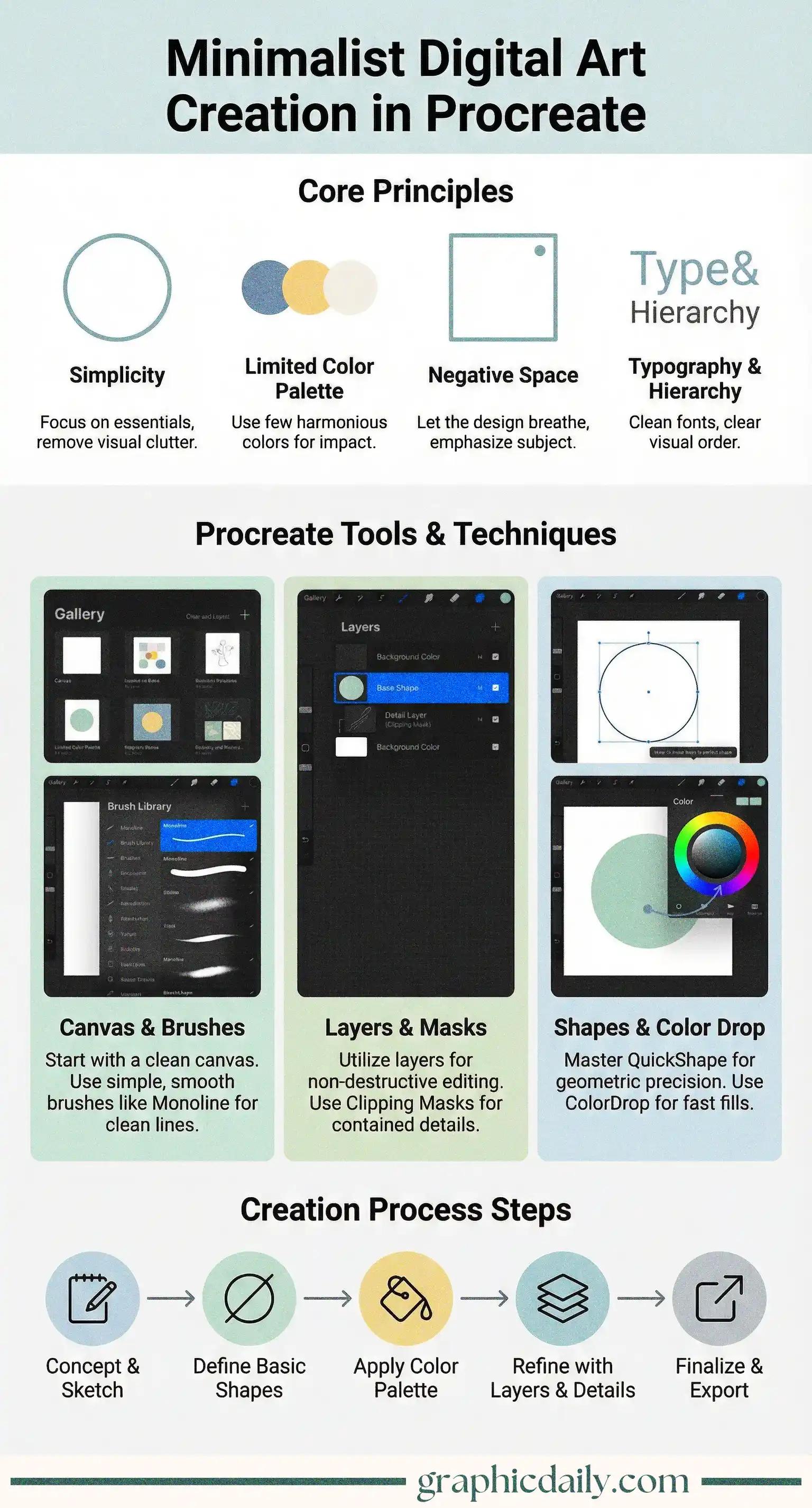 Creating stunning minimalist art in Procreate with simple tools