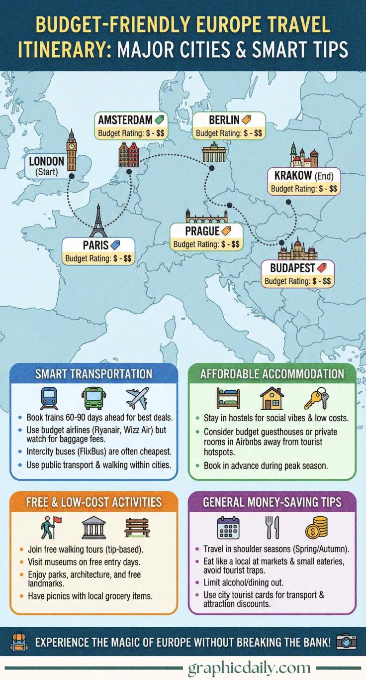 Budget-Friendly Europe Travel Itinerary for Major Cities