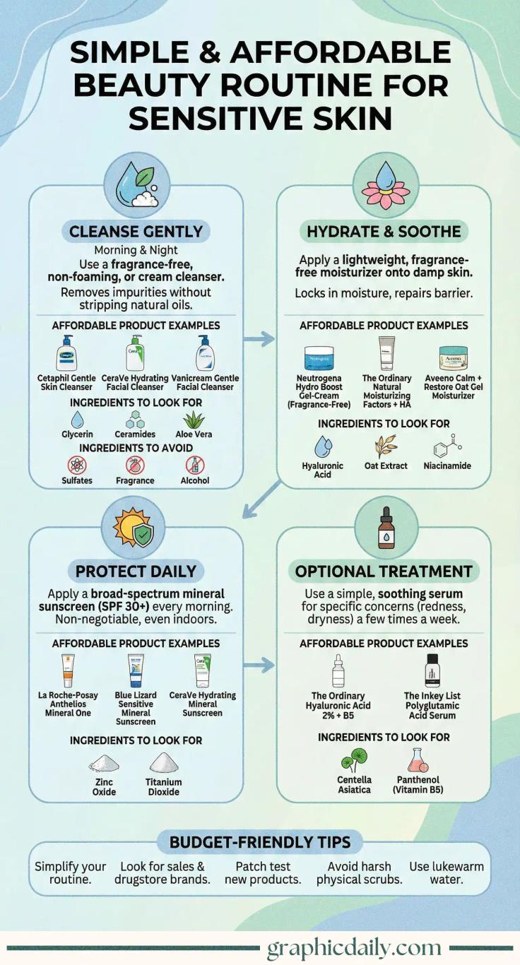 Simple Beauty Routine for Sensitive Skin on a Budget