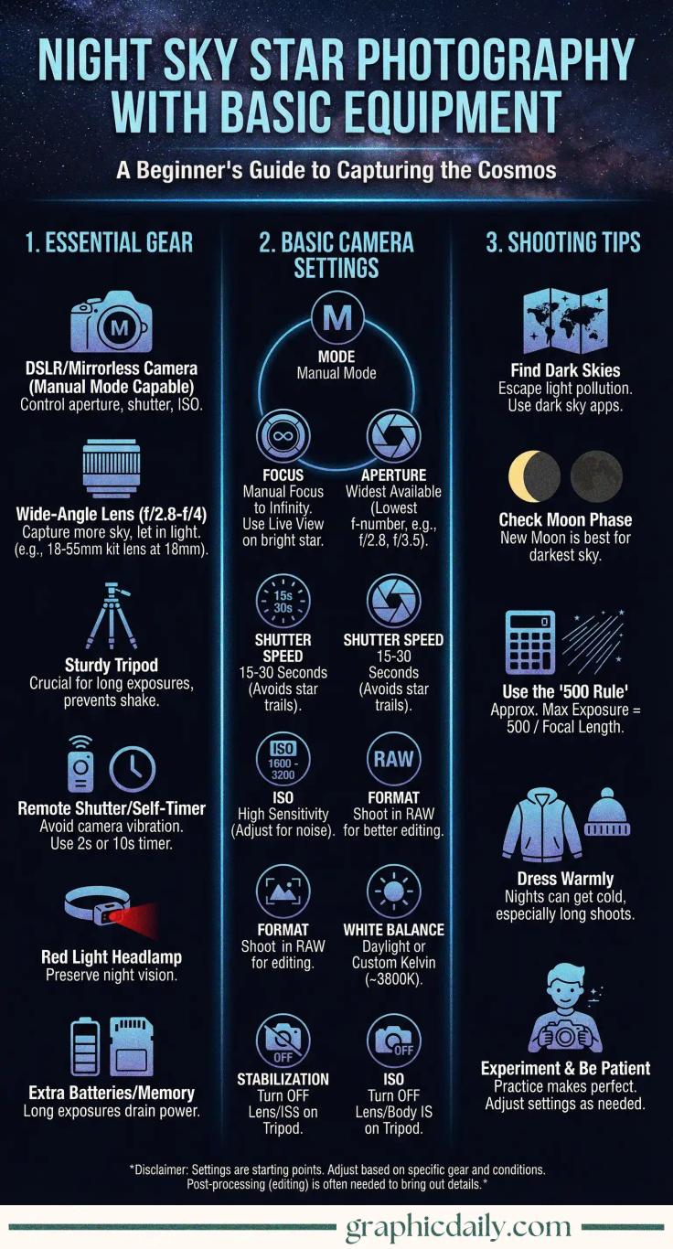 Night Sky Star Photography With Basic Equipment