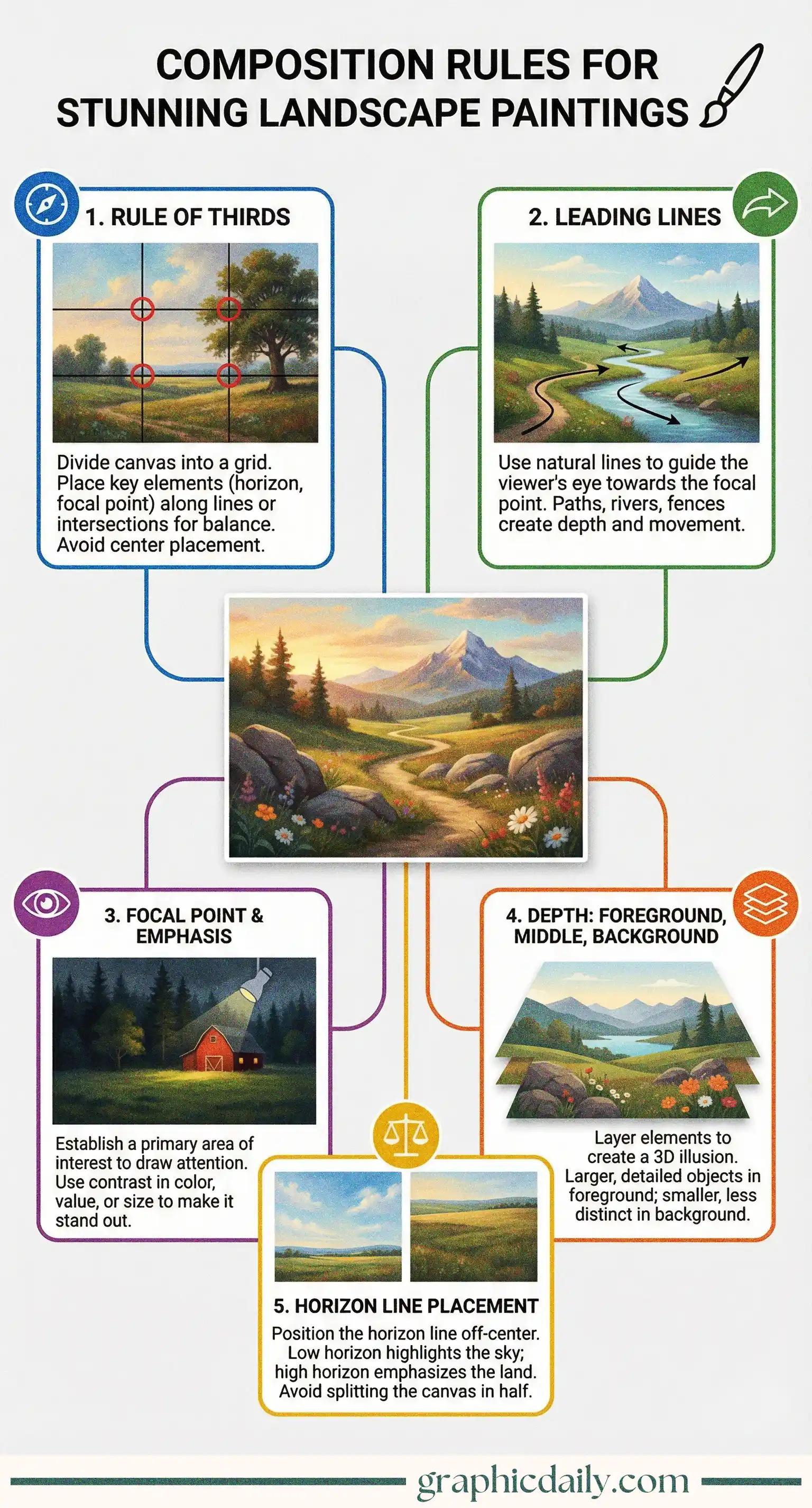 Master these five essential techniques for captivating landscape artwork