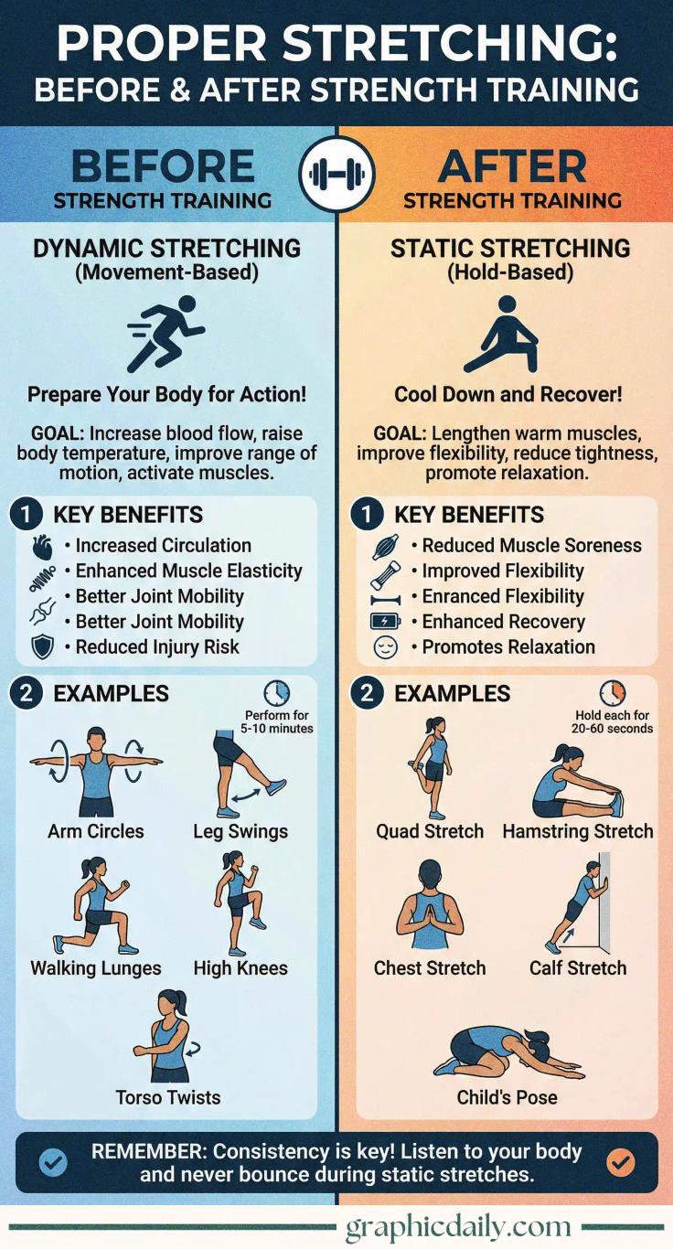 Proper Stretching Before and After Strength Training