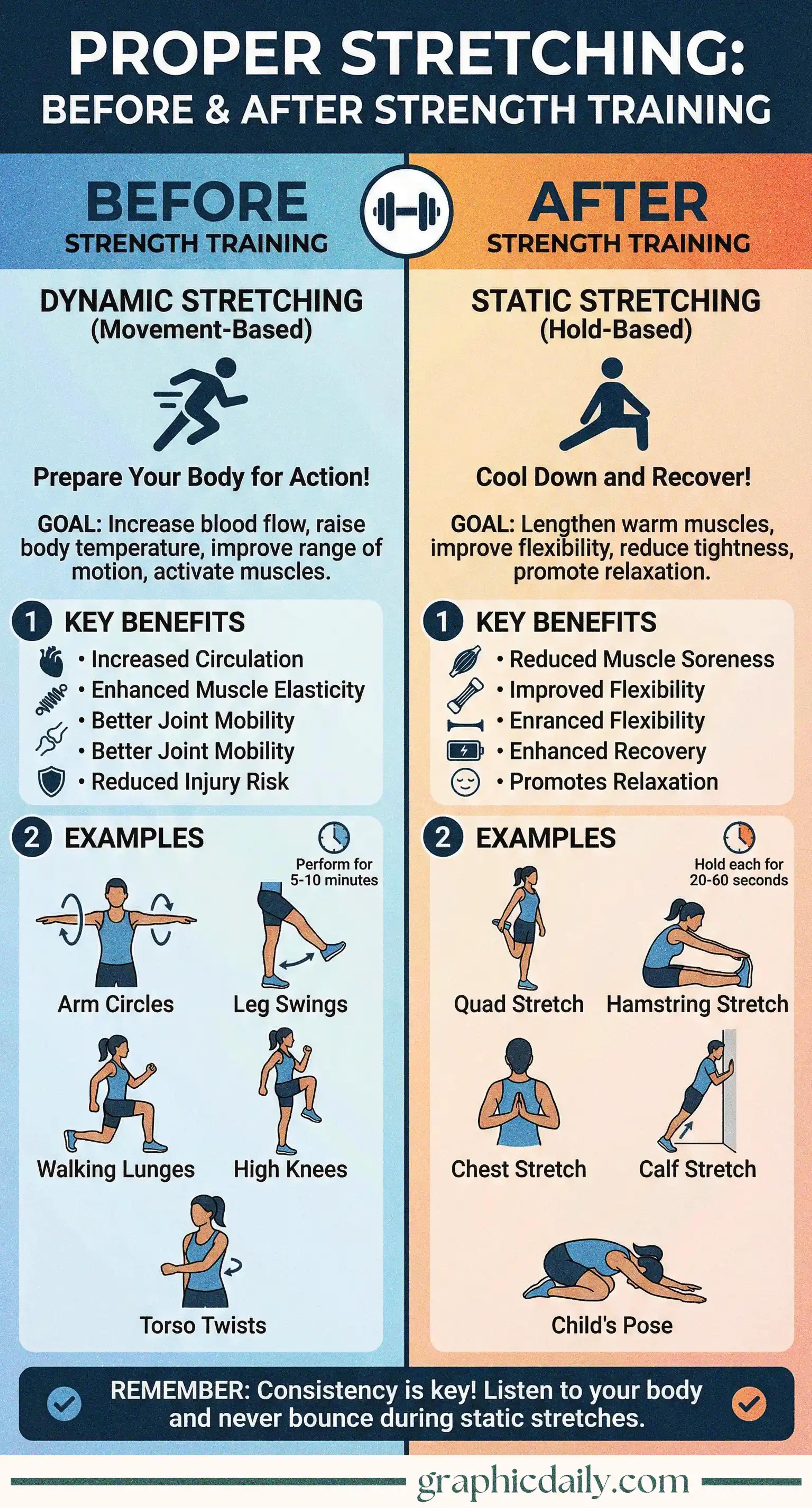 Understanding dynamic versus static stretching transforms your strength training routine