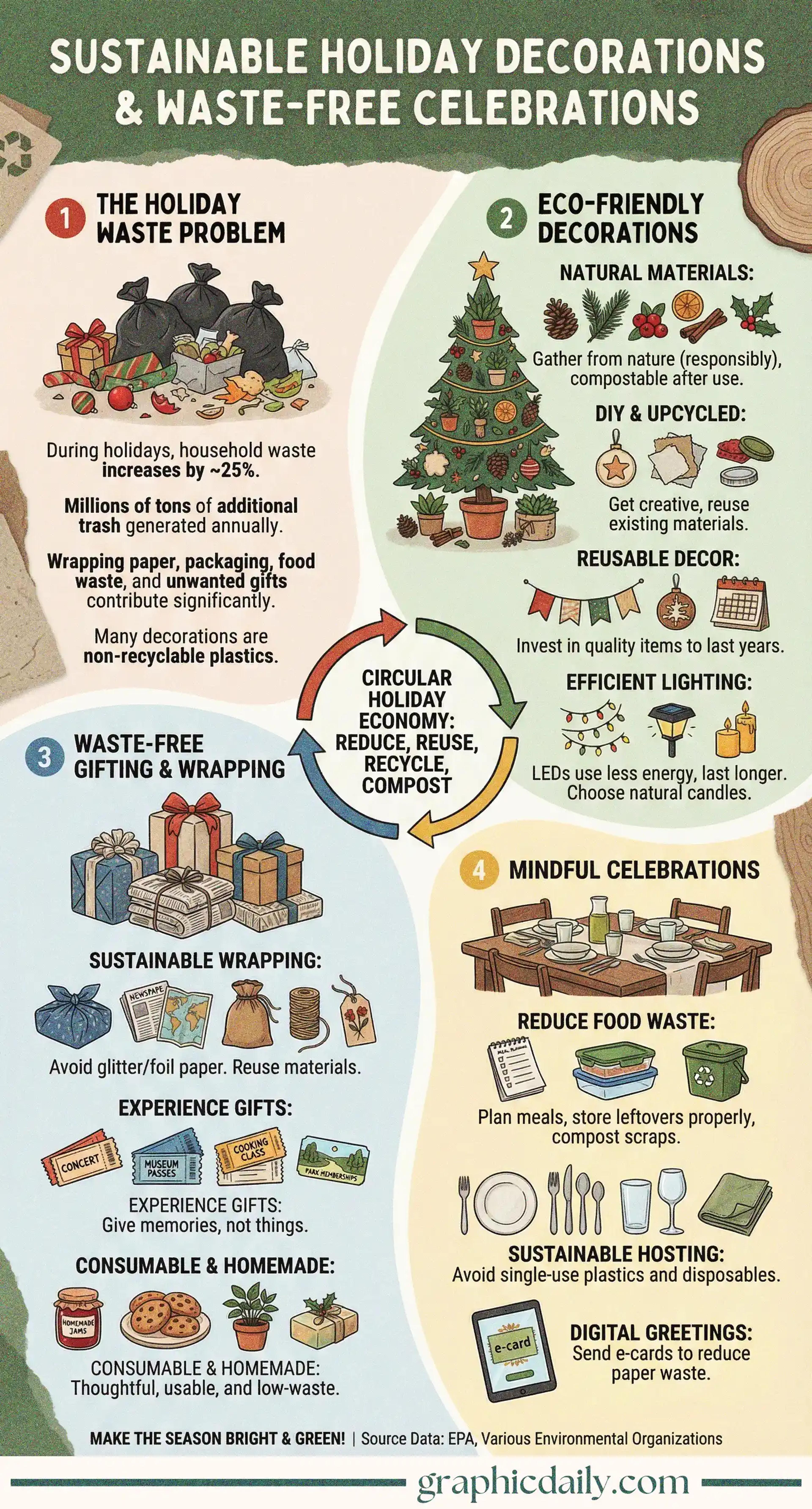 Practical ways to celebrate holidays sustainably with natural decorations