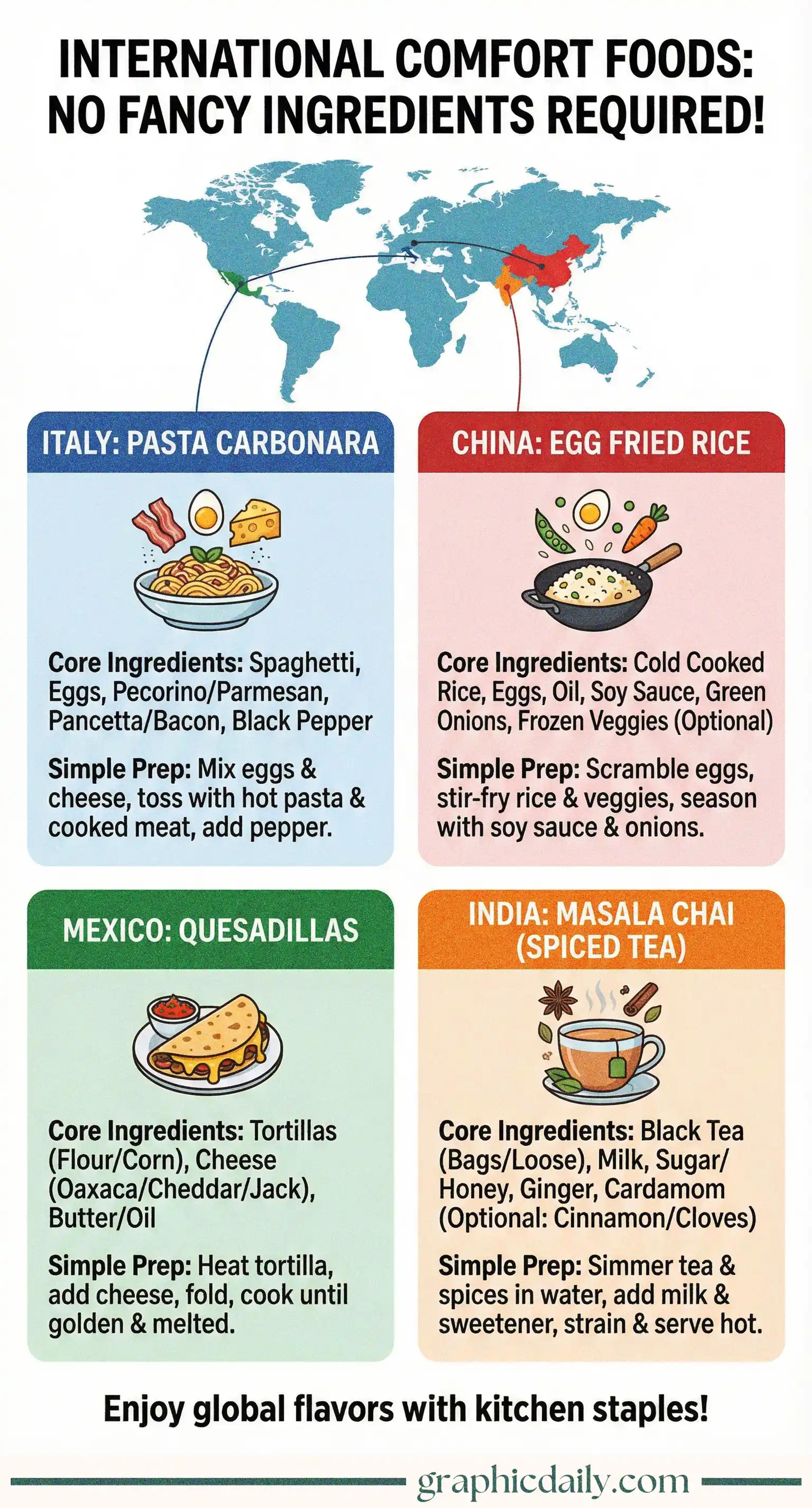 Simple recipes from around the world using everyday pantry staples
