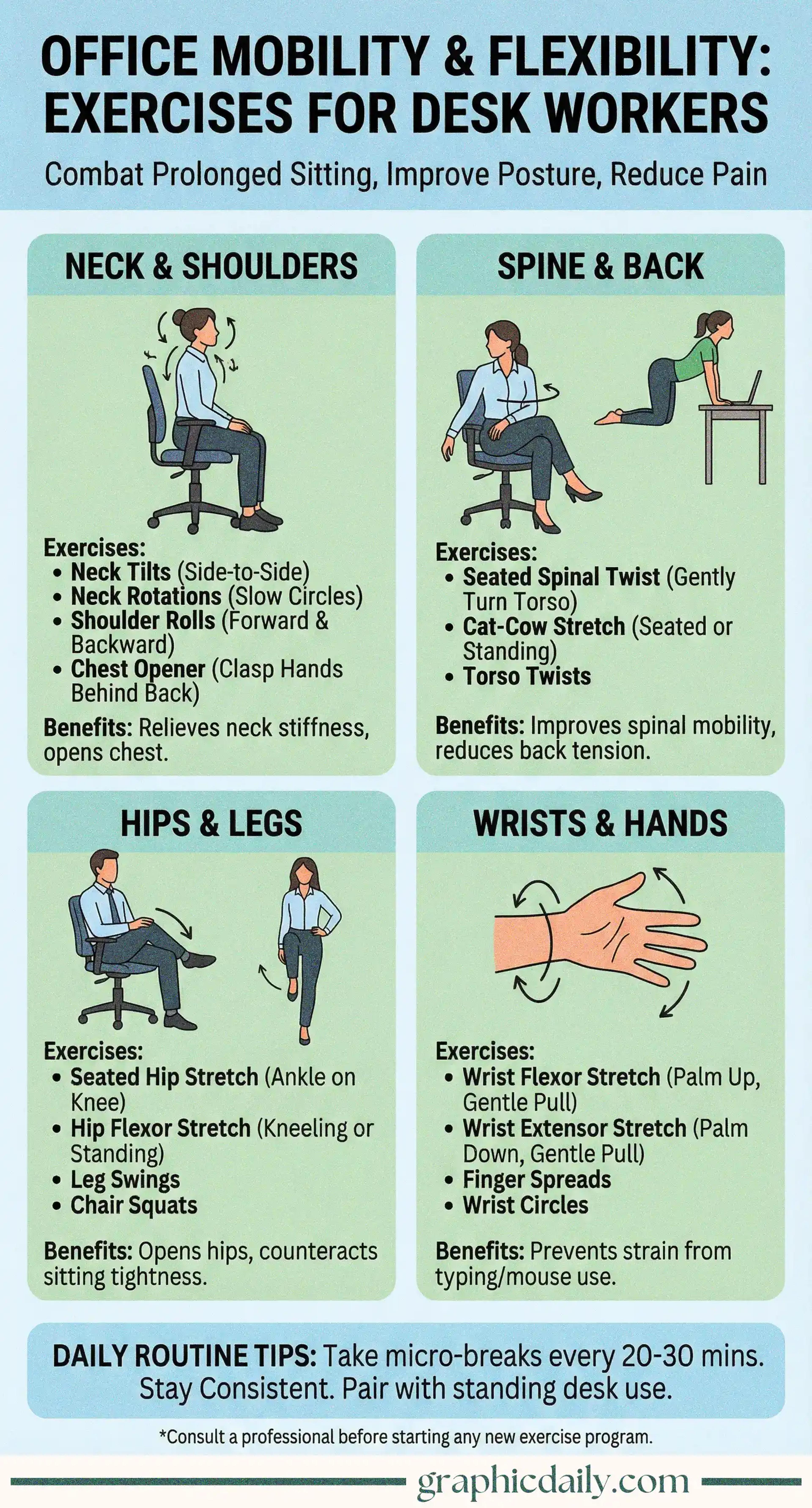Simple mobility exercises that desk workers can do daily